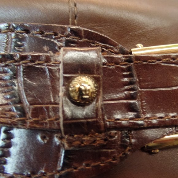 Anne Klein Brown Leather Ankle Boots Zip Up  Sz 8.5 Goldtone Hardware Buckles - Picture 8 of 16